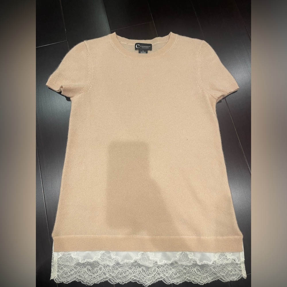 Lace Hem‎ Top cashmere by Bloomingdale’s light pink